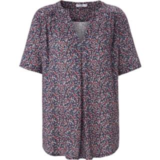 👉 Shirt blauw korte mouwen en millefleursprint Peter Hahn