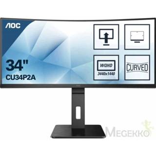 👉 Zwart AOC Pro-line CU34P2A LED display 86,4 cm (34 ) 3440 x 1440 Pixels 2K Ultra HD 4038986118224