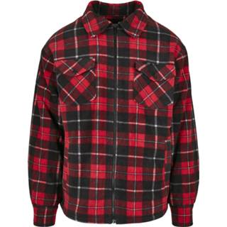 👉 Shirt zwart rood mannen m Urban Classics - Plaid Teddy Lined Jacket Tussenseizoensjas 4053838676714