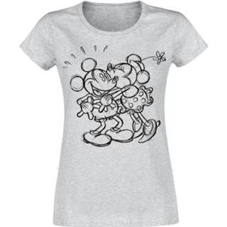 👉 Shirt grijs vrouwen Fan Merchandise Mickey Heather Grey & Minnie Mouse - Kiss Sketch T-shirt 5059671006779