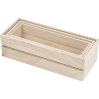 👉 Opbergbox hout One Size bruin Creotime fruitkratten 3 stuks 5707167237601