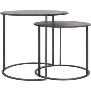 👉 Bijzet tafel metaal One Size zwart Bijzettafel TILIVI - set van 2 8717807215385