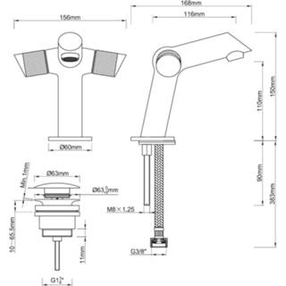 👉 Wastafelkraan chroom One Size Saqu Swing incl. clickwaste 8714175920088