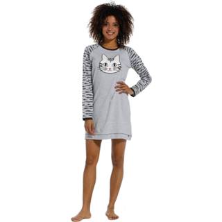 👉 Damesnachthemd met lange mouwen 'pretty kitty cat'