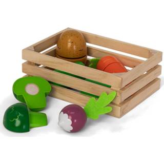 👉 Krat houten hout One Size meerkleurig Mamamemo met groenten 16 cm 5706798855611