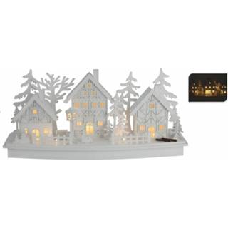 👉 Kerst dorp hout houten wit kerstdorp met licht type 2 8718758880172