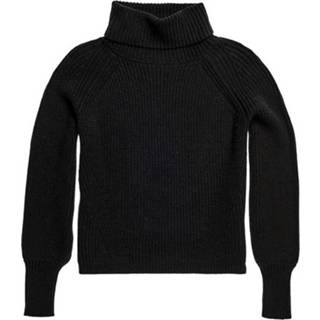 👉 Sweater vrouwen zwart Super Dry Amy Ribbed Roll Neck dames