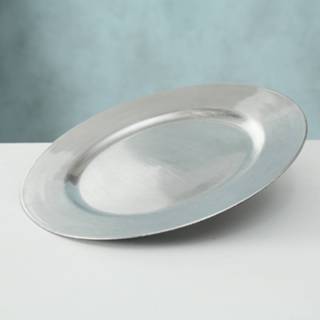 Kaarsenplateau zilverkleurig One Size zilver 1x Rond kaarsenplateau/kaarsenbord 33 cm - Onderborden/kaarsenborden/onderzet bord voor kaarsen 8720276299336