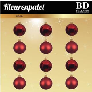 👉 Kerstbal rood 24 Stuks mix glazen Kerstballen pakket kerst 6 en 8 cm - 8720147542820