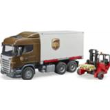 👉 Heftruck kunststof bruin Bruder Scania vrachtwagen UPS met 2-delig 4001702035815