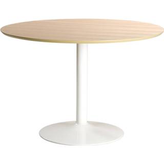 👉 Ronde eettafel witte eiken bruin 24Designs Esma 4 Personen - 110 X H74 Cm Tafelblad Trompetvoet 8719874341219