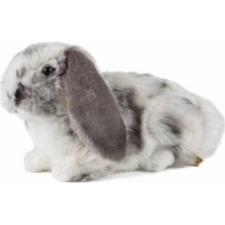 👉 Konijnen knuffel grijs wit pluche polyester kinderen grijs/wit konijn 30 cm liggend - Knuffeldieren Huisdieren knuffels Speelgoed voor kind 8720147748901
