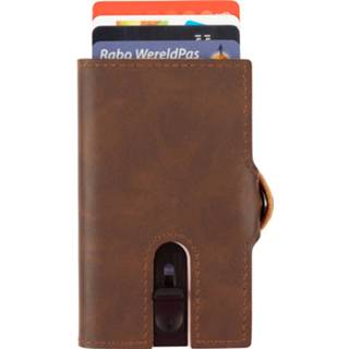 👉 Pasjes houder PU leer bruin mannen vrouwen Silvergear Pasjeshouder Portemonnee - Heren en Dames Smart Wallet Donker 8711568028840