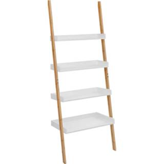 👉 Ladderrek Van Bamboe Hout - Houten Decoratie Ladder - Open Ladderkast