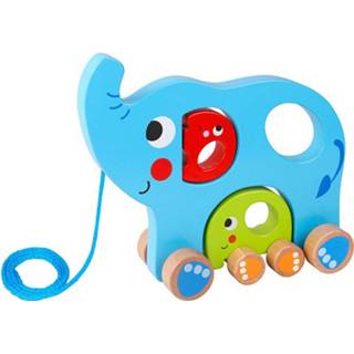 👉 Trekfiguur blauw hout Tooky Toy olifant junior 22,5 x 20 cm 6970090047671