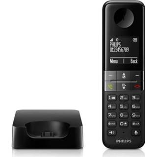 👉 Draadloze DECT telefoon zwart One Size no color Philips D4701B - 4,6cm display plug-and-play geoptimaliseerd ontwerp 4895229101111