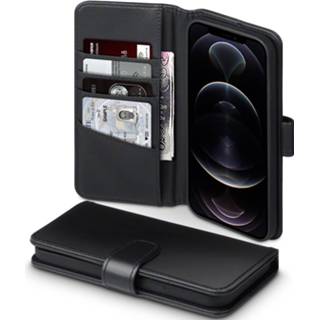 👉 Portemonnee zwart echt leer ruimte voor papiergeld bookwallet flip hoes Qubits - luxe lederen wallet iPhone 12 Pro Max 5053102869384