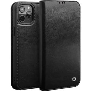👉 Portemonnee zwart echt leer ruimte voor papiergeld bookwallet flip hoes Qialino - lederen luxe wallet iPhone 12 Pro Max 9145425530716