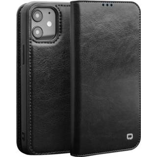 👉 Portemonnee zwart echt leer ruimte voor papiergeld bookwallet flip hoes Qialino - lederen luxe wallet iPhone 12 / Pro 9145425530730