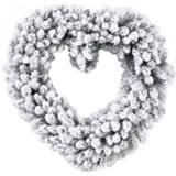 👉 Kerstdecoratie Kerstkrans Hart Met Nepsneeuw 50 Cm - Kerstkransen