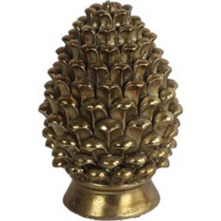 👉 Kerstversiering goud polyresin woondecoratie antraciet CF label dennenappel Roni 24 cm 8718317804694