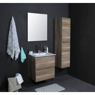 👉 Hoge kast Basic Line 150x35x35cm - 2 deuren greeploos Scotch Oak