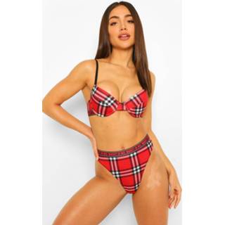 Naughty Or Nice Tape Flannel Thong, Red