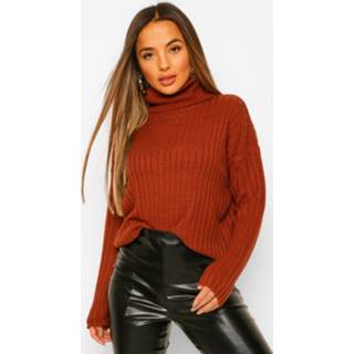 👉 Petite Roll Neck Knitted Sweater, Rust