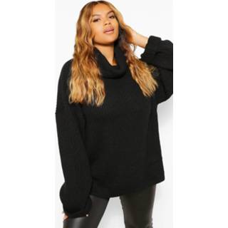 👉 Plus Chunky Roll Neck Oversized Sweater, Black