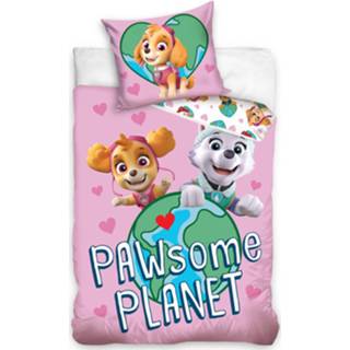 👉 Dekbedovertrek roze katoen PAW Patrol Pawsome Planet - 1-Persoons 140x200 cm 5902689455674