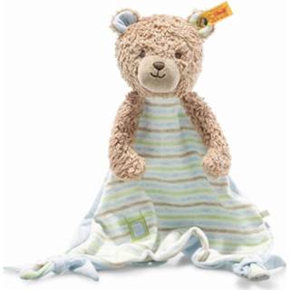 👉 Bruin Steiff GOTS Rudy Teddybär comforter, light brown/blue3) 4001505242229