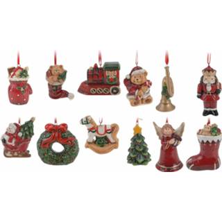 👉 Kerstboom kunststof multikleur decoratie hangers setje 12 stuks 8 cm .. 8719538186460