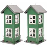 👉 Vogelvoederhuisje groen metaal 2x Stuks vogel voeder huisje voor vogelzaad 27 cm
