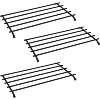 👉 Pan zwarte metalen 3x pannen/ovenschalen onderzetters 35 x 20 cm