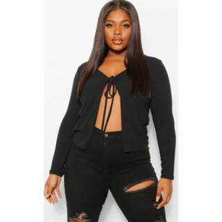 Plus Tie Front Soft Rib Cardi Top