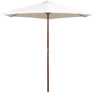 👉 Parasol houten wit VidaXL 270x270 cm paal crèmewit 8718475505501