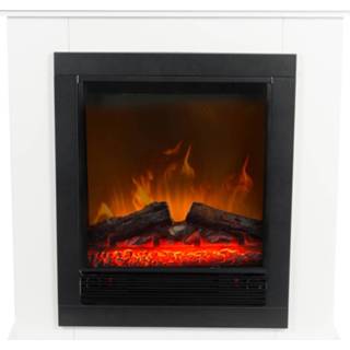 👉 Sfeerhaard zwart wit MDF Classic Fire Lugano - LED Realistisch Vuureffect 1800 Watt Zwart/ 8711292132776