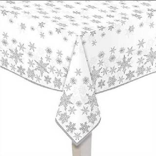 👉 Papieren tafelkleed wit zilveren 1x tafelkleden met sterren print 120 x 180 cm