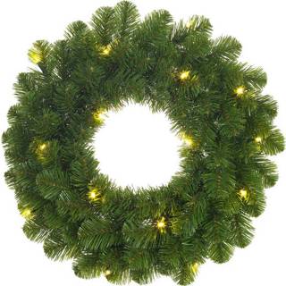👉 Kerstkrans groene verlichte kerstkransen/deurkransen met 30 LEDS 60 cm