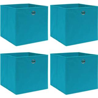 👉 Opbergbox stof blauw baby's VidaXL Opbergboxen 4 st 32x32x32 cm babyblauw 8719883891422