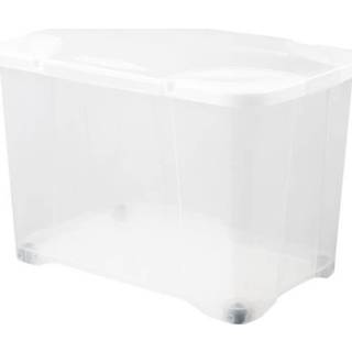 👉 Opbergdoos plastic EDA Clip'Box 60 L met zwenkwiel - Natuurlijk deksel scharnier x 40 40,7 cm 3086960210670