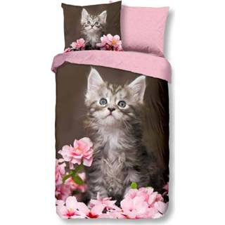 👉 Dekbedovertrek katoen flanel multikleur Good Morning Cat - / 1-persoons (140x200/220 cm + 1 sloop) Multi 8717285176185