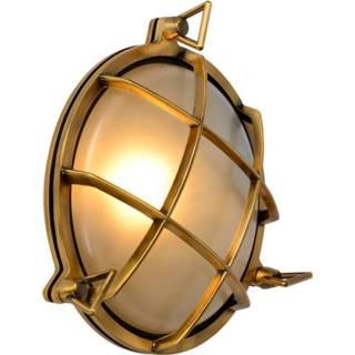 👉 Buitenwandlamp goud aluminium Lucide DUDLEY Buiten Wandlamp Rond IP 65 E27/60W Mat 5411212114860