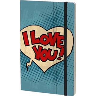 👉 Notitieboek papier karton blauw Stifflex I Love You 21 x 13 cm ivoor papier/karton 8022697008482