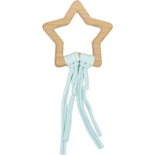 👉 Turkoois hout Saro bijtspeelgoed ster junior turquoise 9,5 x cm 8719817554164
