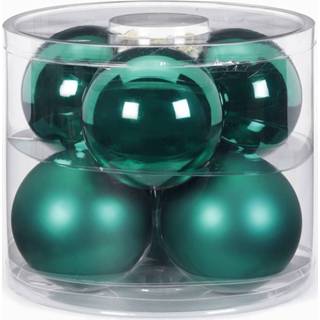 👉 Kerstbal groene groen glans glas 6x Donkergroene glazen kerstballen 10 cm en mat - Kerstboomversiering donkergroen 8720147878998