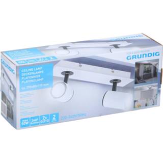 👉 Opbouwspot wit zwart metaal Grundig opbouwspots - 2 stuks 360° draaibaar wit/ 8711252099941