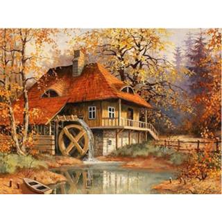 👉 Diamant multikleur Diamond Painting Herfst #14 - 40 x 50 cm Incl. Steentjes en Diverse Tools 8719748391555