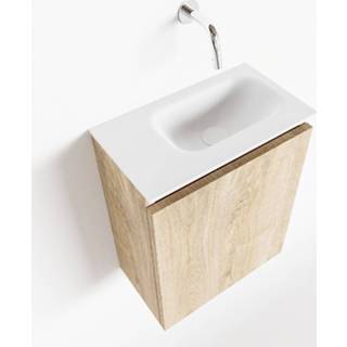 👉 Toiletmeubel talc MONDIAZ TURE 40cm washed oak. EDEN wastafel rechts geen kraangat 6017314183163