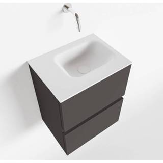 👉 Toiletmeubel grijs talc ada MONDIAZ 40cm dark grey. LEX wastafel links zonder kraangat 6017318064079